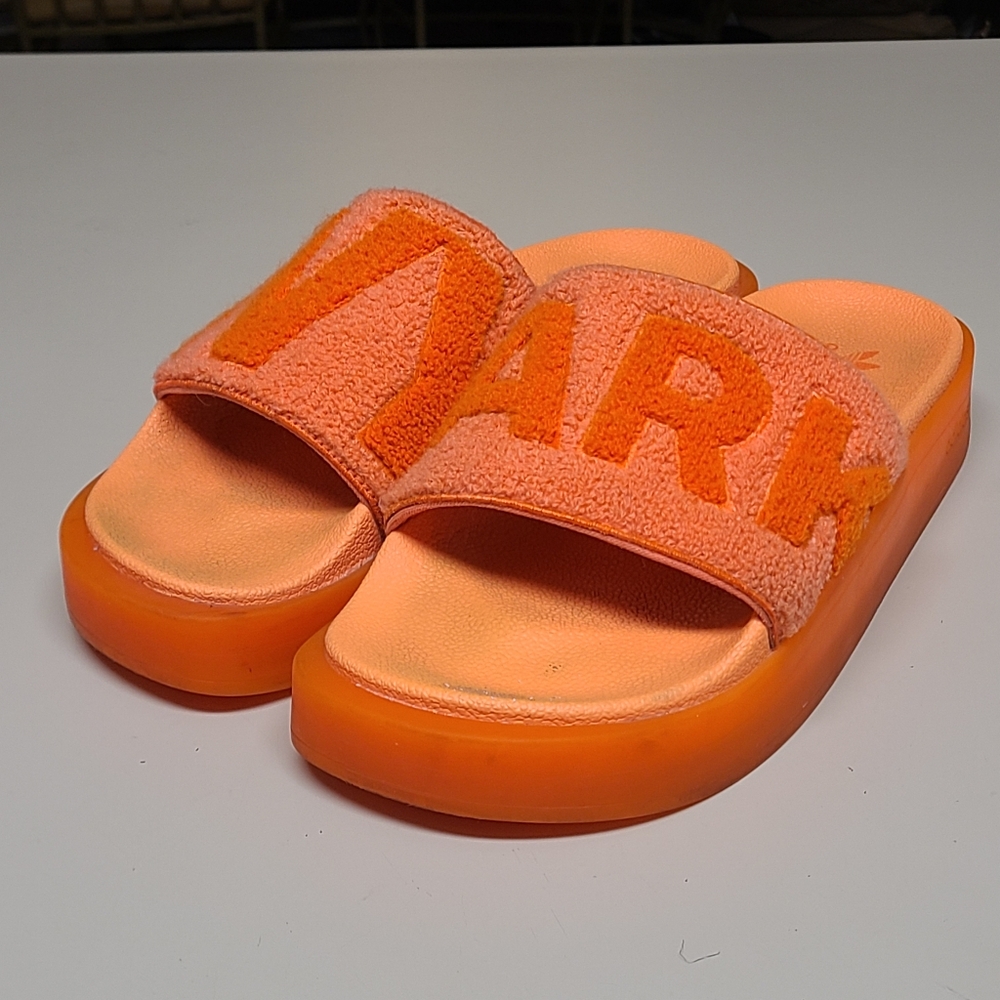 IVY PARK X Adidas terrycloth embossed logo platform slide sandals size 7.